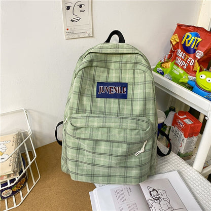 Realaiot Fashion College School Bag Casual New Simple Women Backpack Plaid Book Packbags for Teenage Girls Travel Shoulder Bag Rucksack