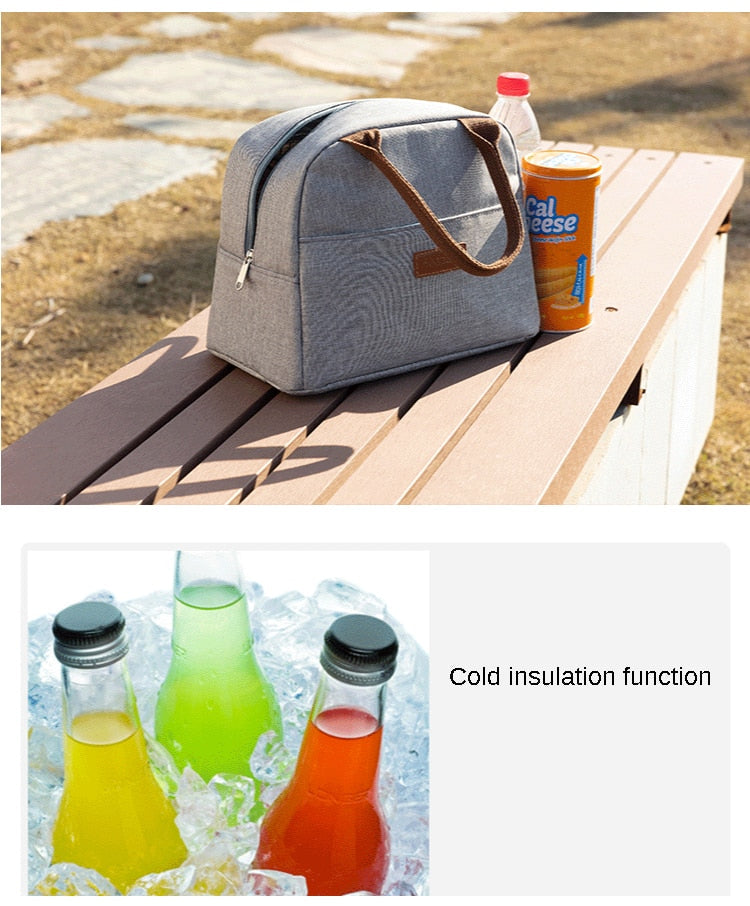 Realaiot Aluminum Foil Portable Cooler Bag Stock Oxford Cloth Soft Handle Ladies Lunch Bags Large Capacity Thermal Food Bento Handbag