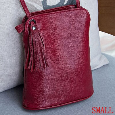 Realaiot Genuine Leather Tassel Shoulder Bag Women Luxury Purse Ladies Small Crossbody Bags Fashion Money Wallets Female Messenger Bag