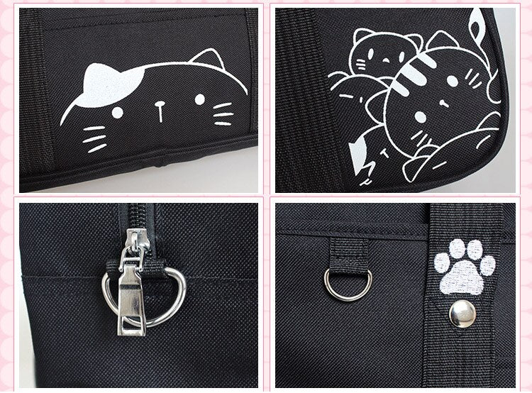 Realaiot Kawaii Japanese Style Cat JK Uniform Handbag Crossbody Canvas Bag Women Lolita Anime Cosplay School Girls Messenger Shoulder Bag