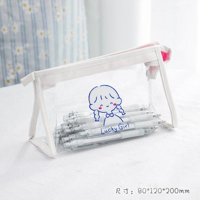 Realaiot Cute Bear Animal Transparent Pencil Case For Office Large Capacity Pencil Bag Material Escolar Kawaii Stationery School Supplies