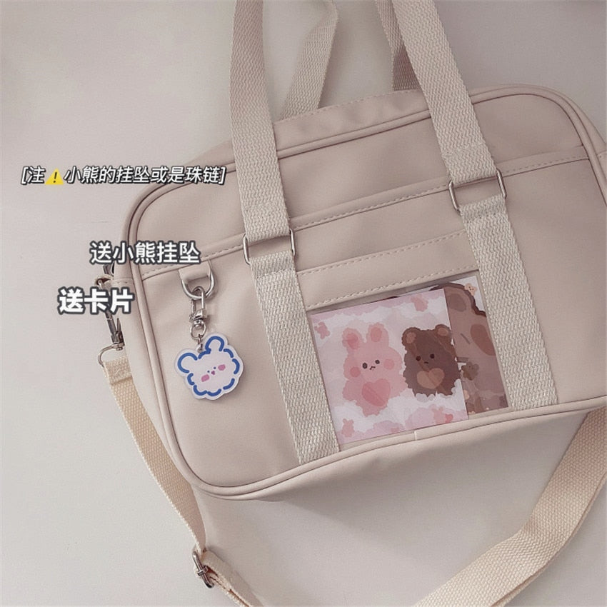 Realaiot Japanese Girls Kawaii JK Uniform School Clutch Bag Kawaii Lolita PU Handbag College Students Messenger Bag Cospaly Bags