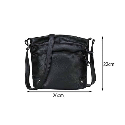 Realaiot Women Leather Shoulder Bag Multi-pocket Mother Female Zipper Crossbody Handbags Fashion Exquisite Shopping Bag