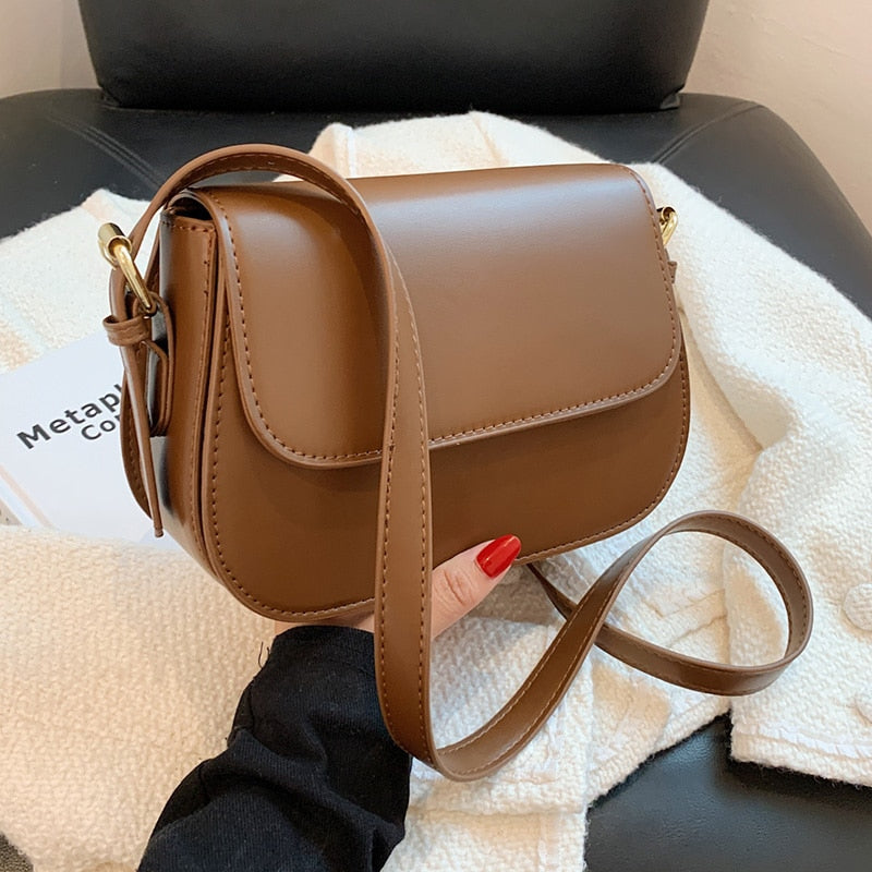 Realaiot Simple Solid Color PU Leather Armpit Baguette Crossbody Bag for Women Shoulder Handbags and Purses Female Travel Designer