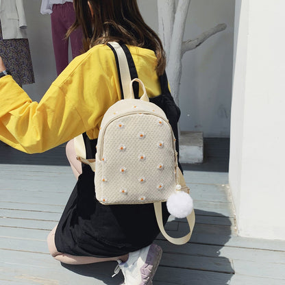 Realaiot Daisy Shoulders Bags Weave Mini Bagpack Spring New Women's Backpack Sweet Girl School Bags Designer Ladies Bag Gifts