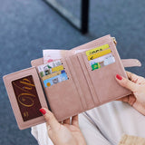Realaiot Fashion Women Folding Short Wallets Zipper Mini PU Leather Female Coin Purses Ladies Multifunction Hasp Clutch Card Holder