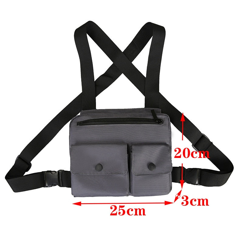 Realaiot Functional Tactical Chest Bag For Woman Fashion Bullet Hip Hop Vest Streetwear Bag Waist Pack Unisex Black Chest Rig Bag ZY948