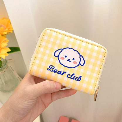 Realaiot Women Short Cute Wallet Korean Cartoon Cute Bear Small Mini Coin Wallet Purse Clutch Card Cash Organizer Money Bag Purse Wallet