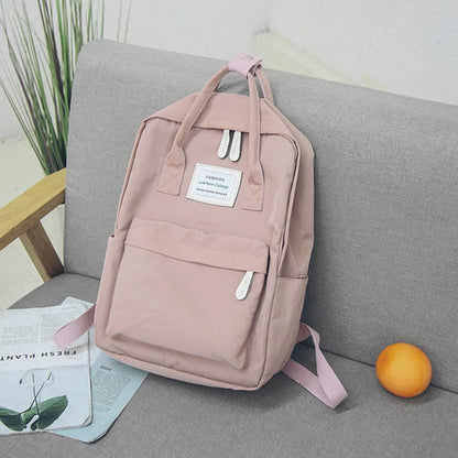 Realaiot Women Canvas Backpacks Candy Color Waterproof School Bags for Teenagers Girls Big Cute Laptop Backpack Patchwork Kawaii Backpack