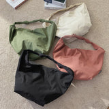 Cyflymder Pure Color Nylon Big Tote Bags for Women New Shoulder Shopping Bag Waterproof Fabric Handbags Simple Fashion Hobo Bolso