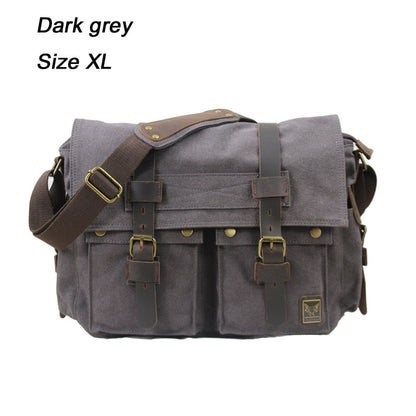 Cyflymder Military Canvas + Genuine leather Men Messenger Bag Canvas Shoulder Bag men Crossbody Bag Casual Bag