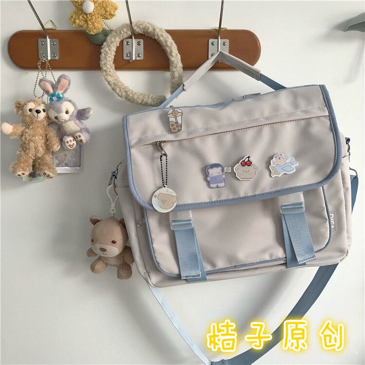 Realaiot Japanese College Style Vintage Schoolbag Female Cute Girl Student Messenger Bag Korean Ins Wind Wild JK Backpack