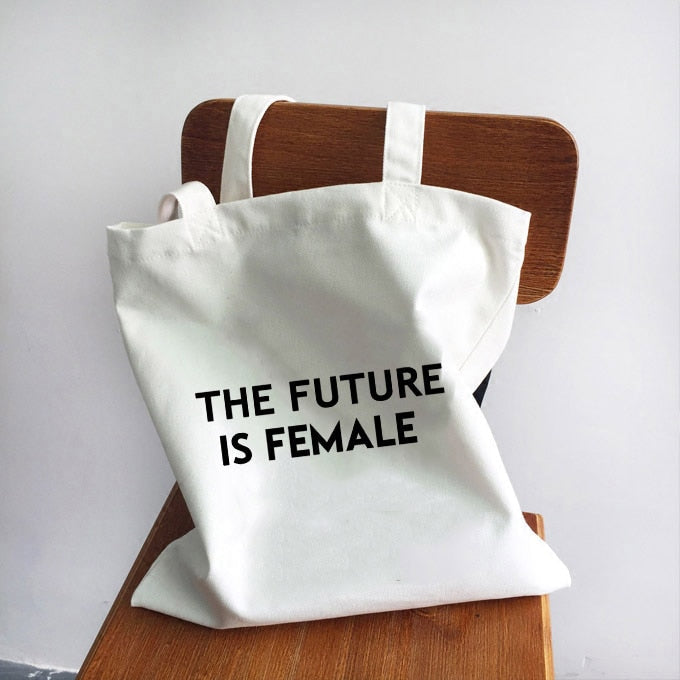 Realaiot Ladies Handbags Girl Power Quotes Canvas Tote Bag Shopping Travel Women Eco Reusable Shoulder Shopper Bags High Capacity