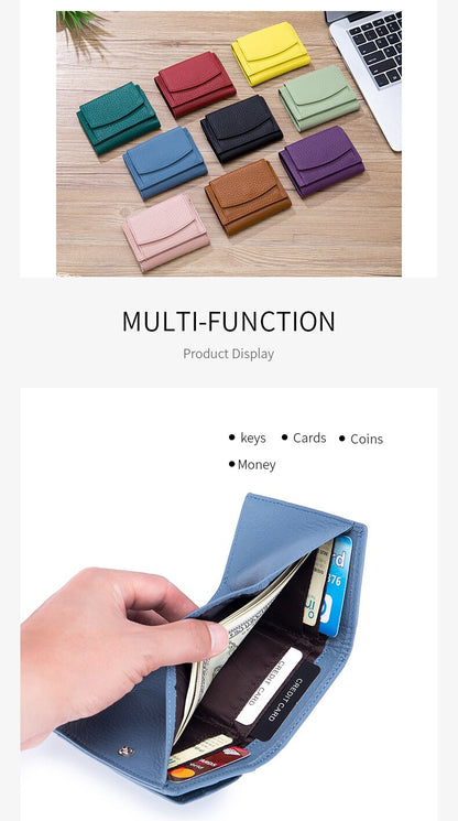 Cyflymder New Women Genuine Leather Purses Female Cowhide Wallets Lady Small Coin Pocket Rfid Card Holder Mini Money Bag Portable Clutch