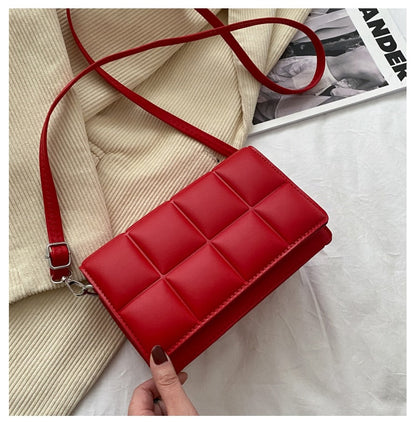 Realaiot Solid Color Fashion Shoulder Handbags Female Travel Cross Body Bag Weave Small PU Leather Crossbody Bags For Women