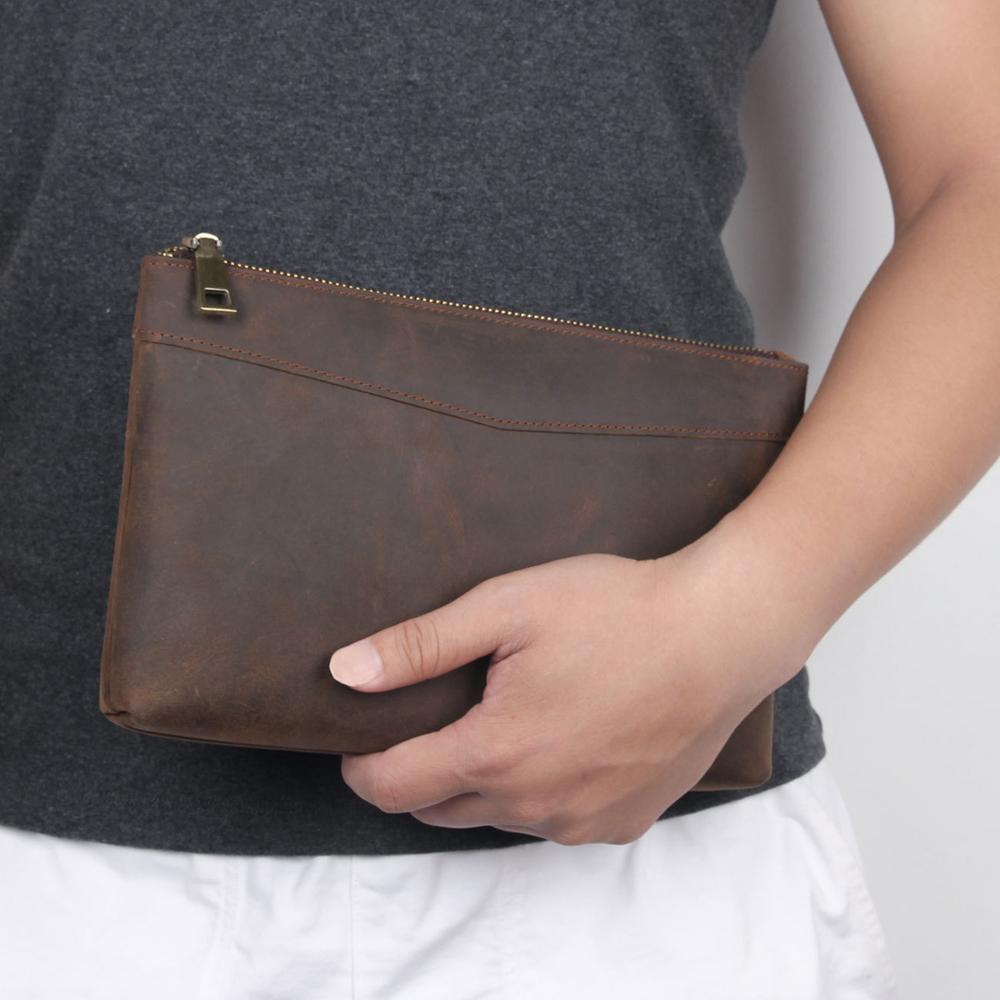 Cyflymder New Men's Handbag Day Clutches Bags for Phone High Quality Genuine Leather Long Wallet RFID Clutch Bag Large Capacity Male