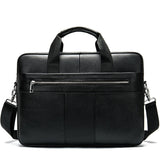 Realaiot  Men's Bag Genuine Leather Men Briefcase for Laptop 14 Messenger Men's Leather Bag Business Portfolio for Document A4 7022 Gifts for Men
