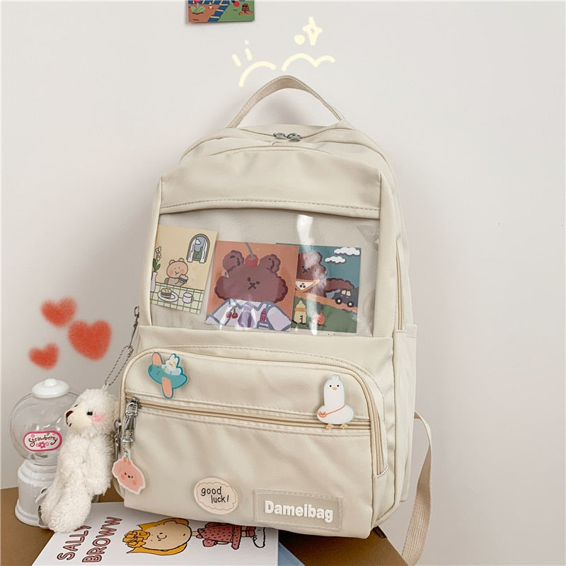 Realaiot Cute Girls ITA Backpack Women Large Capacity Ins Schoolbags for Teens Female Korean Harajuku School Student Bookbag Ladies