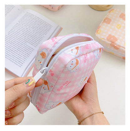 Realaiot Travel Kawaii Cosmetic Storage Bag For Girls Cute Bear Rabbit Tampon Sanitary Pad Pouch Mini Makeup Earphone Coin Sundries Bags