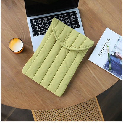 Realaiot Winter Women Padded Ipad Bag Puffy Tablet Case Laptop Storage Bags 11 13 Inch Ladies Protective Cover Sleeve Case Female Clutch