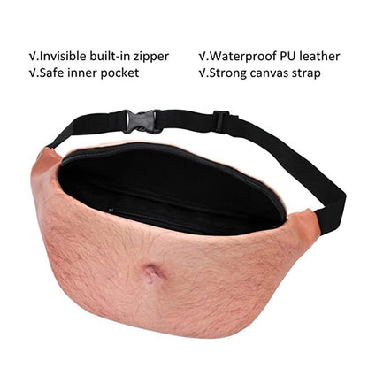 Realaiot Fashion 3D Pockets PU Novelty Men Beer Belly Waist Bag Travel Phone Anti-theft Organizer Waist package Dad Bag