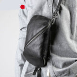 Cyflymder Leather men's bags, head leather one-shoulder bags, casual men's slanted bags, personality trend small bags