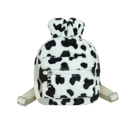 Cyflymder Portable Children Travel Shopping Rucksacks Casual Autumn Winter Lamb Fleece Women's Bagpack Cute Bear Shaped Shoulder Backpack