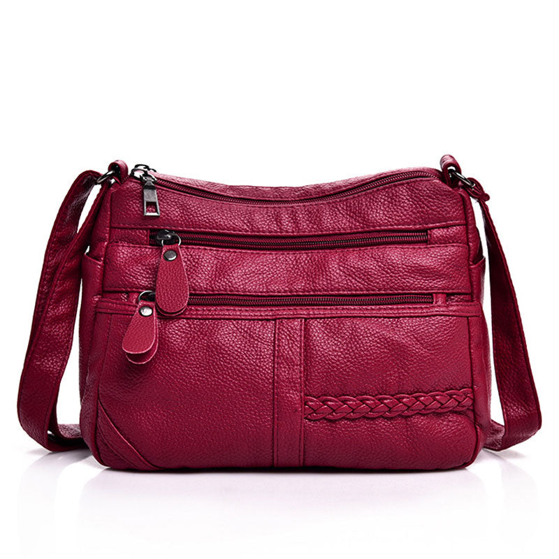 Realaiot Annmouler Fashion Women Bag Pu Soft Leather Shoulder Bag Multi-layer Crossbody Bag Quality Small Bag Brand Red Handbag Purse