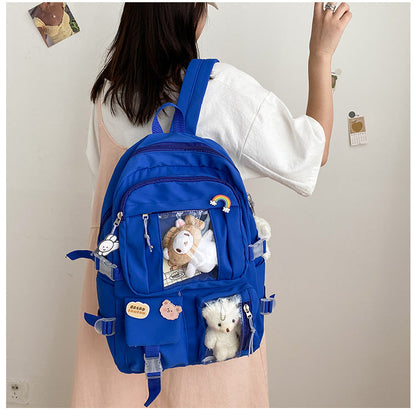 Cyflymder Large-capacity Cute Women Multi-Pocket Nylon Backpack Ins Junior High School Student School Bag Female Girl Backpack Laptop Book