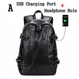 Cyflymder Men Backpack External Usb Charge Waterproof Backpack Fashion Pu Leather Travel Bag Casual School Bag Leather Bookbag