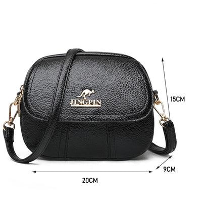 Realaiot Women Leather Shoulder Bag Multi-pocket Mother Female Zipper Crossbody Handbags Fashion Exquisite Shopping Bag