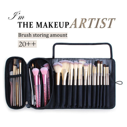 Cyflymder Makeup Bag Womens Cosmetic Brush Bag Travel Organizer Makeup Brushes Fold Tools Rolling Bags Waterproof Nylon Makeup Case