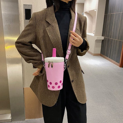 Cyflymder Personalized Bag For Women New Fashion Milk Tea Cup Shaped Bags Small Bucket Bag Shoulder Bag Lady Crossbody Bags Womens