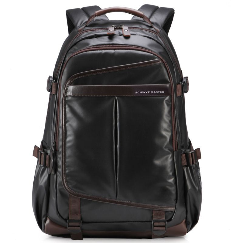 Realaiot Artificial Leather Backpacks Men Black Waterproof Laptop Backpack for Male School Travel Backpack Gifts for Men
