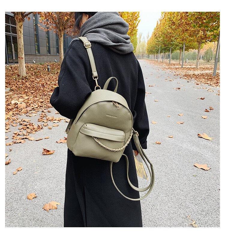 Realaiot Brand design Women Backpack small Fashion chain School bag for Teenager Girls PU Leather Travel Female Shoulder Bag lady Daypack