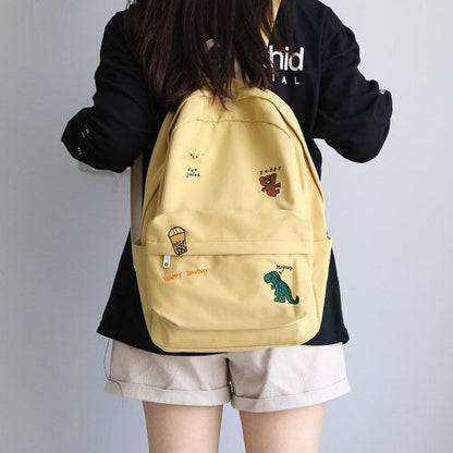 Realaiot Female Cute Embroidery Backpack Women Harajuku School Bag Teenage Book Ladies Backpack Kawaii College Student Girl Bags Fashion