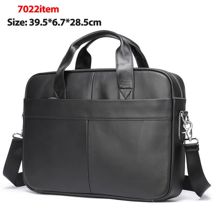 Realaiot  Men's Bag Genuine Leather Men Briefcase for Laptop 14 Messenger Men's Leather Bag Business Portfolio for Document A4 7022 Gifts for Men