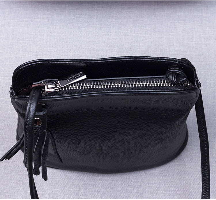 Realaiot Genuine Leather Tassel Shoulder Bag Women Luxury Purse Ladies Small Crossbody Bags Fashion Money Wallets Female Messenger Bag