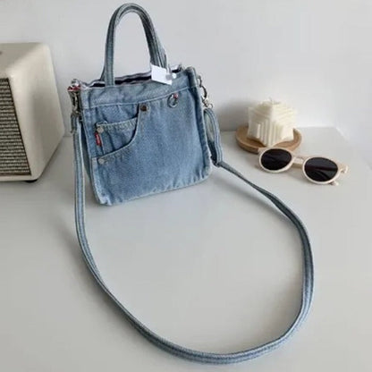 Realaiot Denim Jeans Shoulder Crossbody Bag Girl Fashion Luxury Design Totes For Women Casual Large Capacity Shopping Handbag and Purse