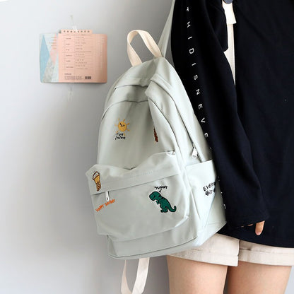 Realaiot Female Cute Embroidery Backpack Women Harajuku School Bag Teenage Book Ladies Backpack Kawaii College Student Girl Bags Fashion