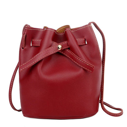 Realaiot Fashion Bucket Shoulder Bag Women Drawstring Crossbody Bag Female Messenger Bags Ladies Synthetic Leather Handbag