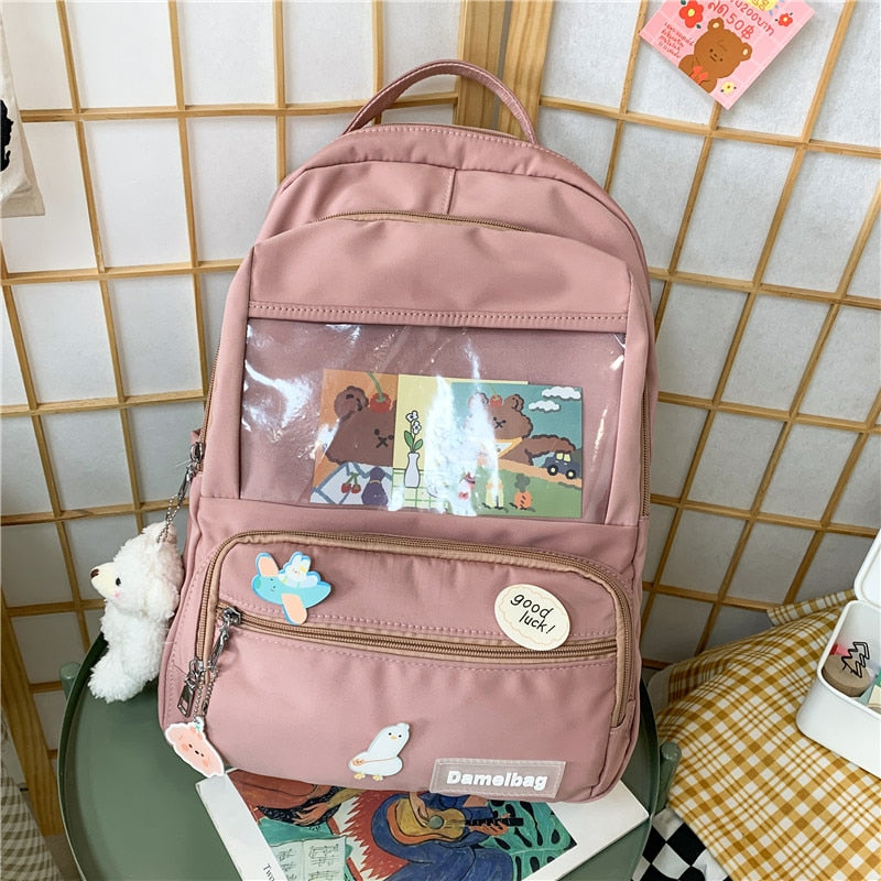 Realaiot Cute Girls ITA Backpack Women Large Capacity Ins Schoolbags for Teens Female Korean Harajuku School Student Bookbag Ladies