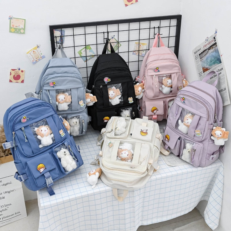 Cyflymder New Fashion Cute Women Backpack White Waterproof Nylon Female Schoolbag College Lady Laptop Backpacks Kawaii Book Bags for Girl