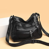 Realaiot High Quality Women Shoulder Bag Pu Leather Crossbody Bag Multi-pockets Messenger Bag Flower Patchwork Leather Purse Soft Handbag