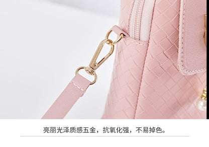 Realaiot Spring Summer Mini Cross-body Mobile Phone Shoulder Bag Woven Pearl Tassel Cover-style Female Bag Shoulder Diagonal Bag