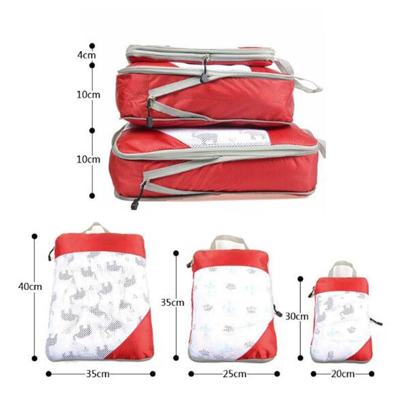 Realaiot 3/4/6pcs/set Compression Packing Cubes Travel Storage Bag Luggage Suitcase Organizer Set Foldable Waterproof Nylon Material