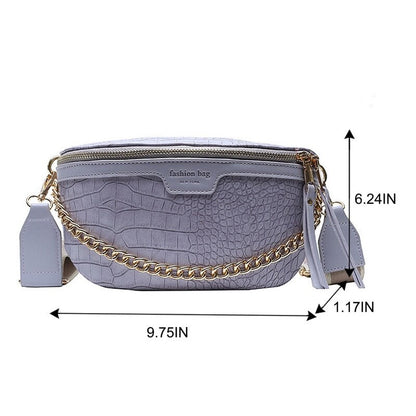 Cyflymder Retro Waist Bag PU Leather Fanny Pack Shoulder Bag Ladies Alligator Pattern Waist Pack Women Belt Bag Multifunctional Chest Bag