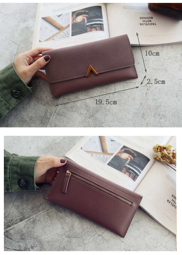 Realaiot Women's Wallets Leather Hasp Lady Money Bags Zipper Coin Purse Female Envelope Wallet Credit Card Holder Clutch For Girl