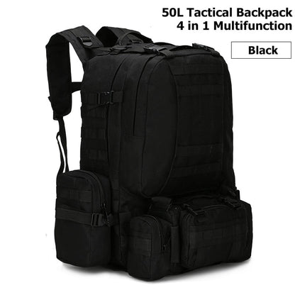 Realaiot 50L Tactical Backpack,Men's Military Backpack,4 in 1Molle Sport Tactical Bag,Outdoor Hiking Climbing Army Backpack Camping Bags Gifts for Men