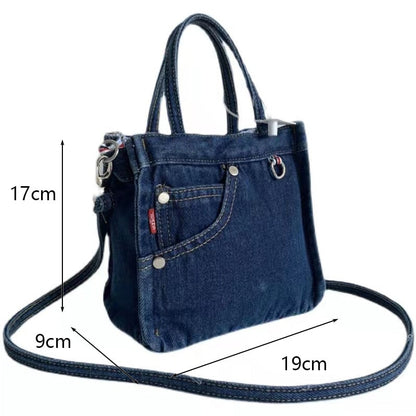 Realaiot Denim Jeans Shoulder Crossbody Bag Girl Fashion Luxury Design Totes For Women Casual Large Capacity Shopping Handbag and Purse